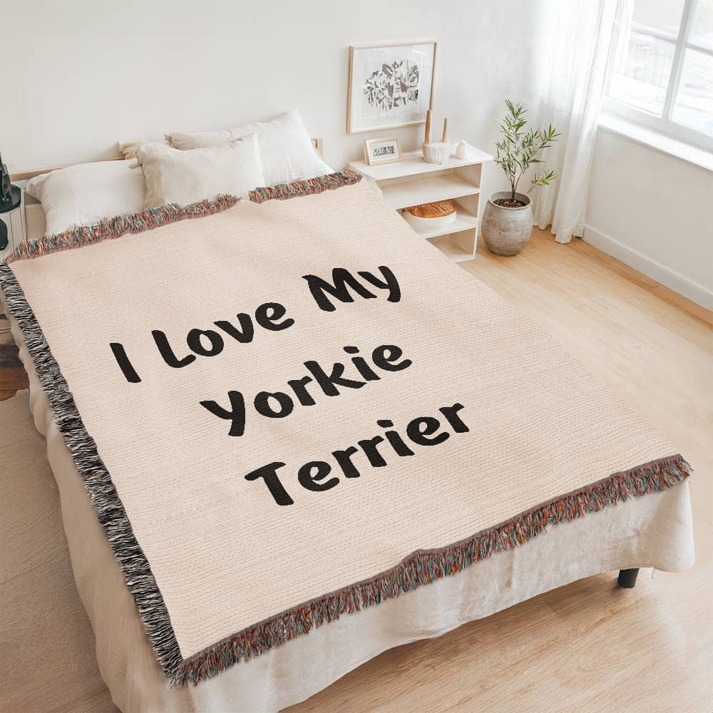 Love My Yorkie Terrier v4 - 60" x 80" Heirloom Woven Blanket
