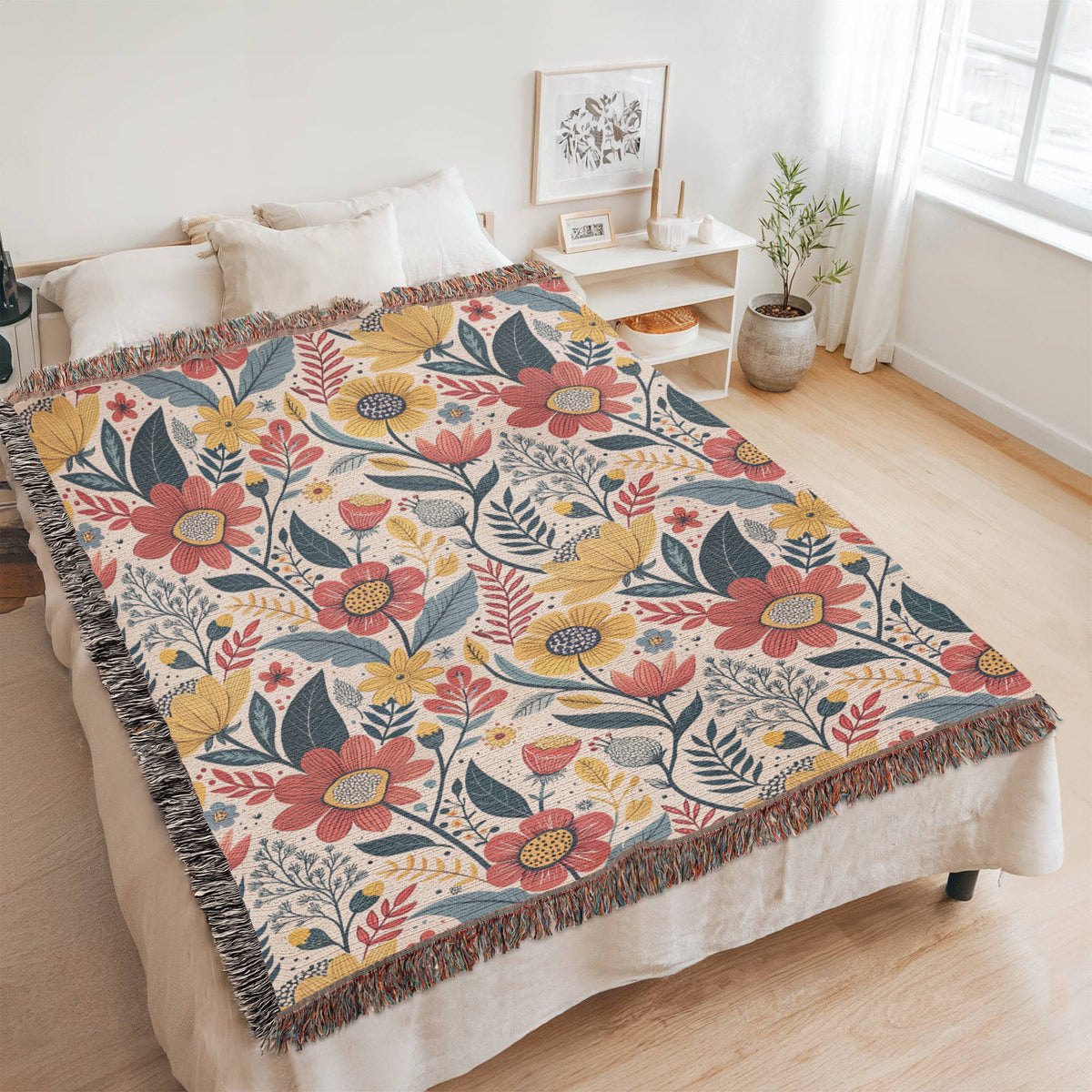 Oversized Floral Pattern 012 - 60" x 80" Heirloom Woven Blanket
