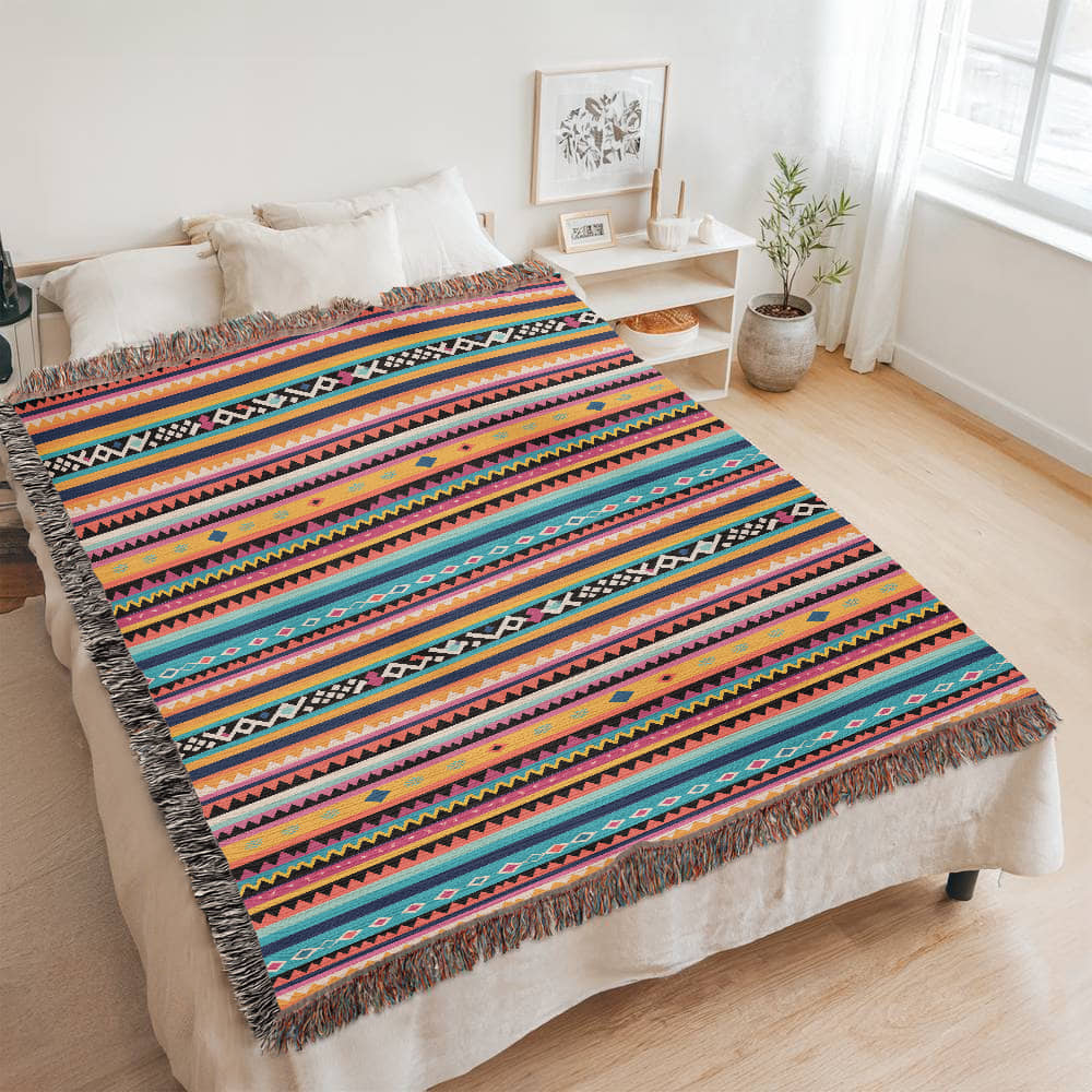 Mexican Textile Pattern 003 - 60" x 80" Heirloom Woven Blanket