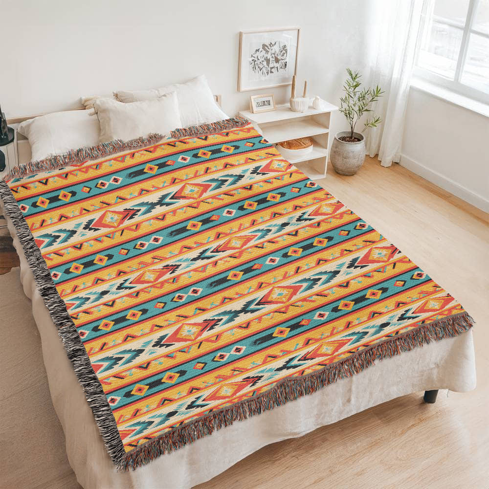 Mexican Textile Pattern 004 - 60" x 80" Heirloom Woven Blanket