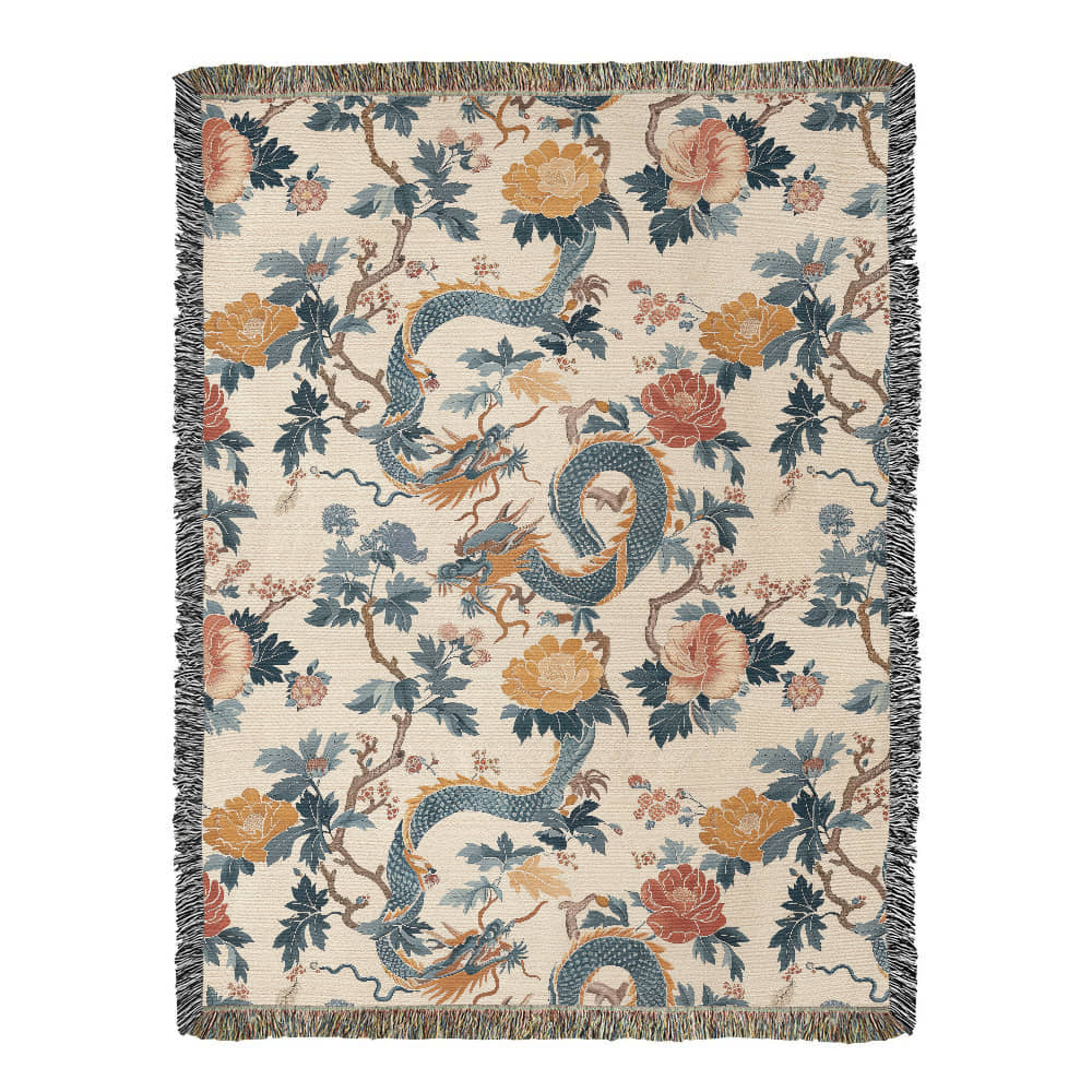 Chinoiserie Pattern 007 - 60" x 80" Heirloom Woven Blanket