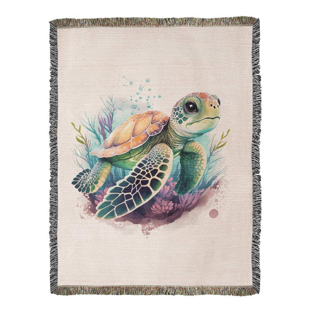 Cute Sea Turtle 007 - 60" x 80" Heirloom Woven Blanket