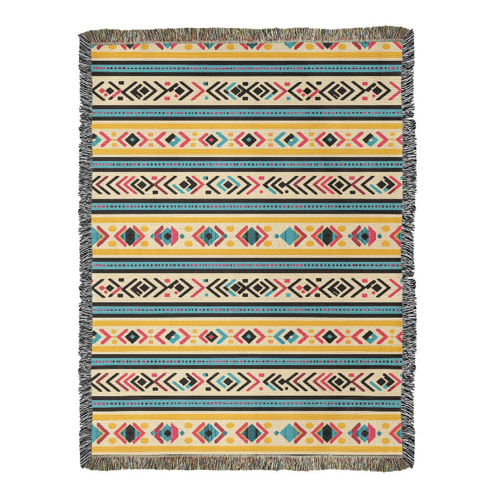 Mexican Textile Pattern 001 - 60" x 80" Heirloom Woven Blanket