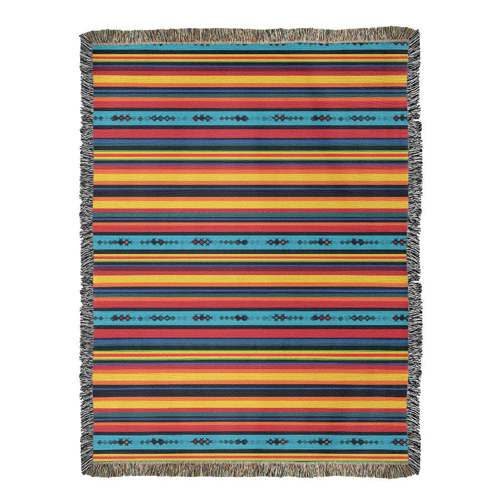 Mexican Textile Pattern 009 - 60" x 80" Heirloom Woven Blanket