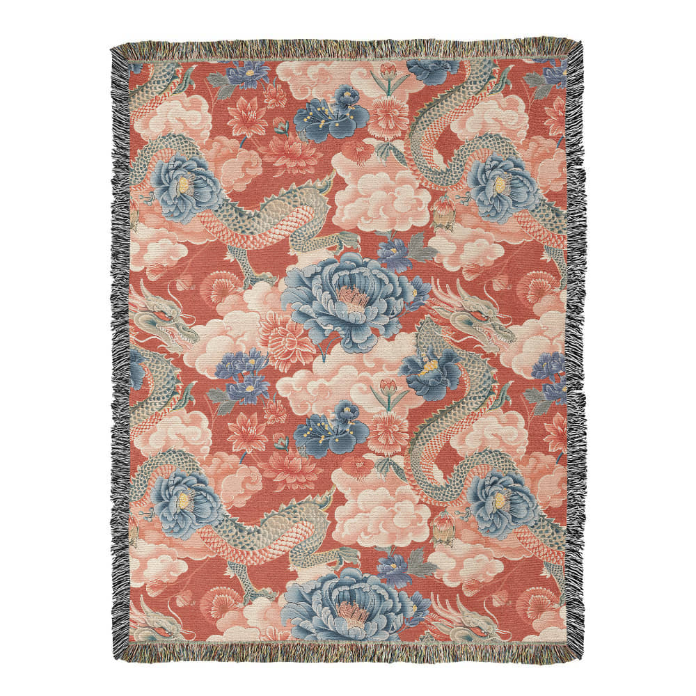 Chinoiserie Pattern 009 - 60" x 80" Heirloom Woven Blanket
