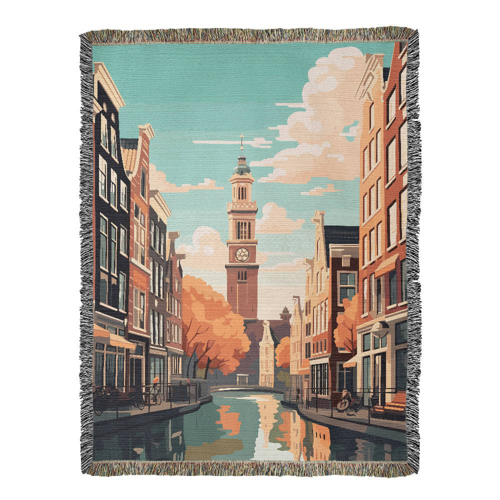 Famous Travel Destinations - Amsterdam, Netherlands - 60" x 80" Heirloom Woven Blanket