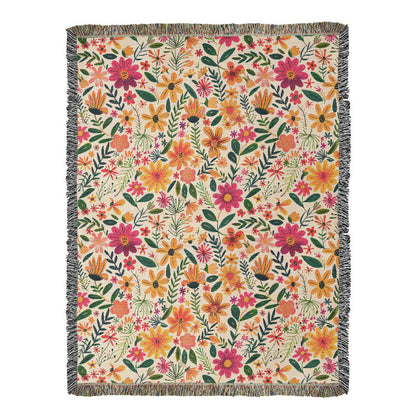 Mexican Floral Fiesta Pattern 004 - 60" x 80" Heirloom Woven Blanket