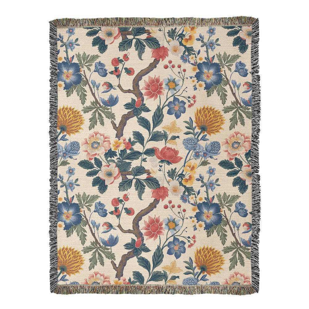 Chinoiserie Pattern 024 - 60" x 80" Heirloom Woven Blanket