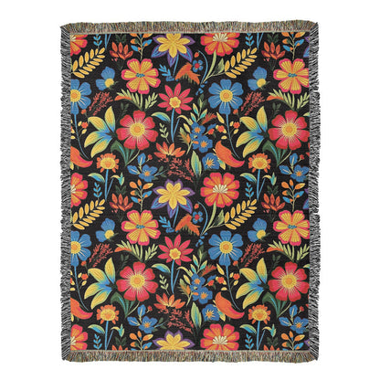Mexican Floral Fiesta Pattern 035 - 60" x 80" Heirloom Woven Blanket