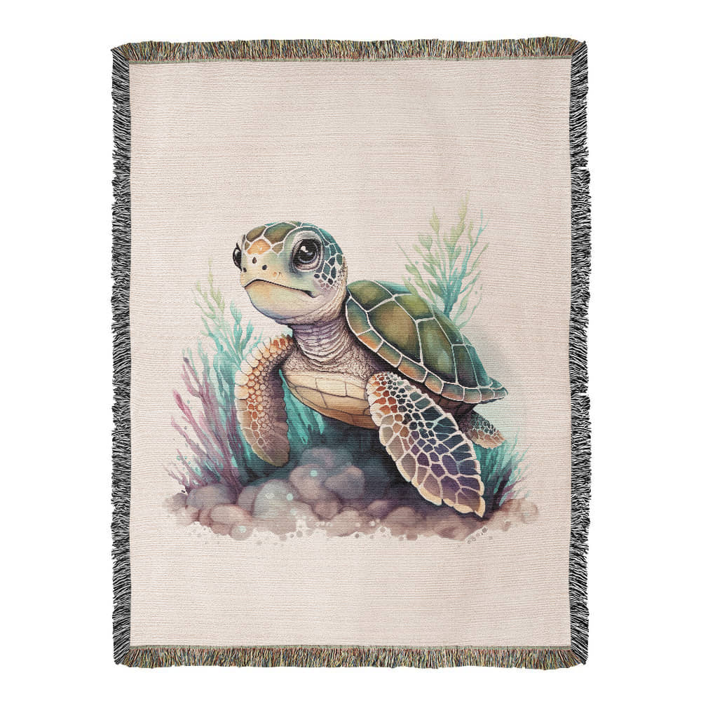 Cute Sea Turtle 015 - 60" x 80" Heirloom Woven Blanket