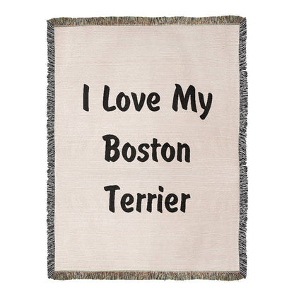 Love My Boston Terrier v4 - 60" x 80" Heirloom Woven Blanket