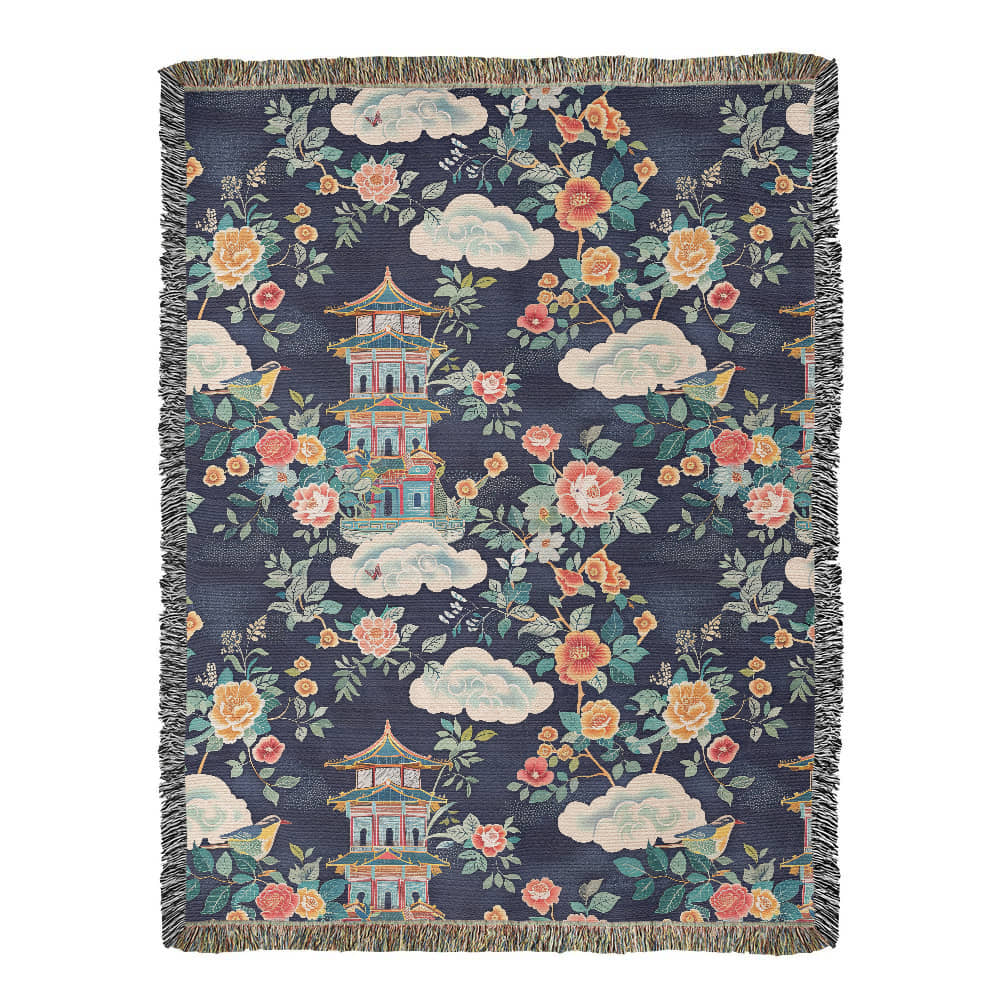 Chinoiserie Pattern 004 - 60" x 80" Heirloom Woven Blanket