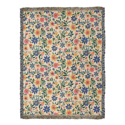 Mexican Floral Fiesta Pattern 006 - 60" x 80" Heirloom Woven Blanket