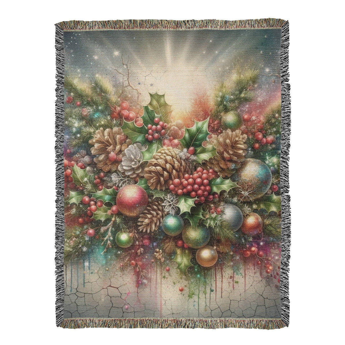 Festive Christmas Winter Scene 010 - 60" x 80" Heirloom Woven Blanket