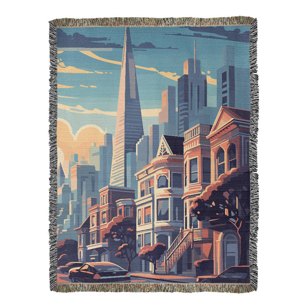 Famous Travel Destinations - San Francisco, California - 60" x 80" Heirloom Woven Blanket