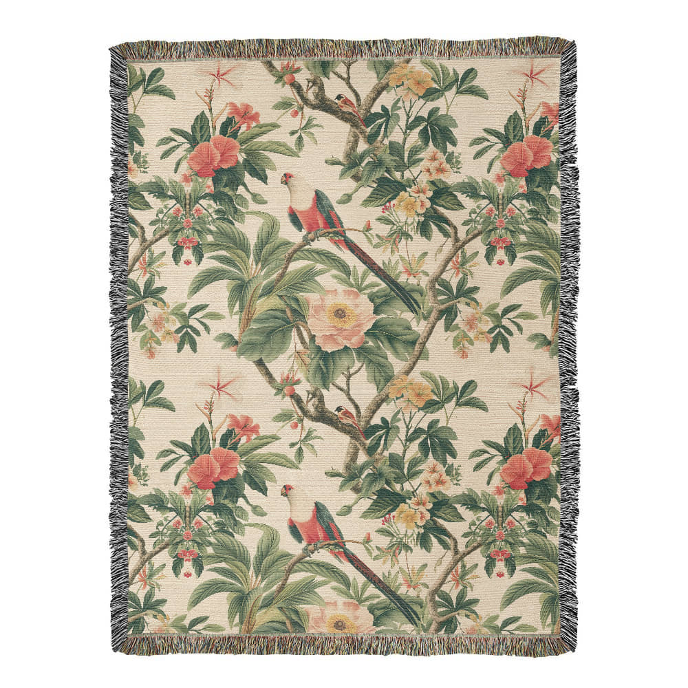 Chinoiserie Pattern 032 - 60" x 80" Heirloom Woven Blanket