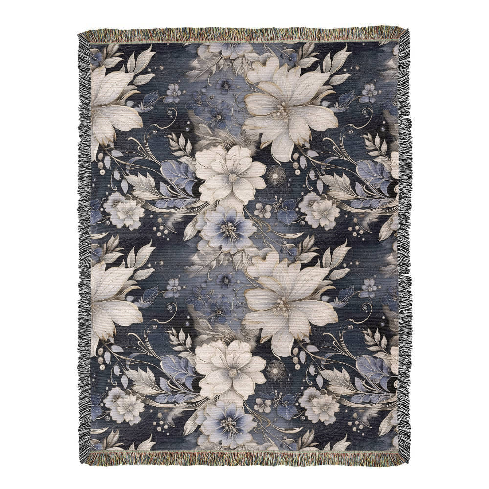 Nocturnal Bloom Pattern 012 - 60" x 80" Heirloom Woven Blanket