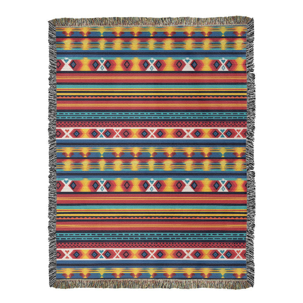 Mexican Textile Pattern 006 - 60" x 80" Heirloom Woven Blanket