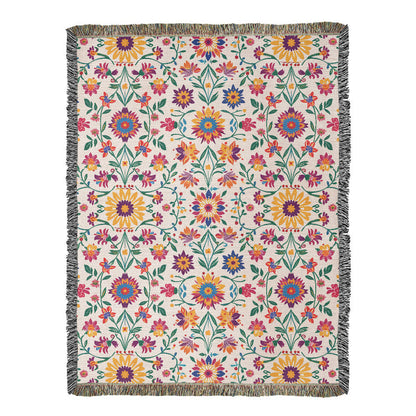 Mexican Floral Fiesta Pattern 027 - 60" x 80" Heirloom Woven Blanket
