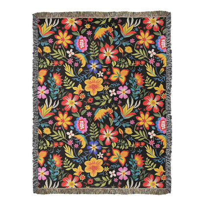 Mexican Floral Fiesta Pattern 037 - 60" x 80" Heirloom Woven Blanket
