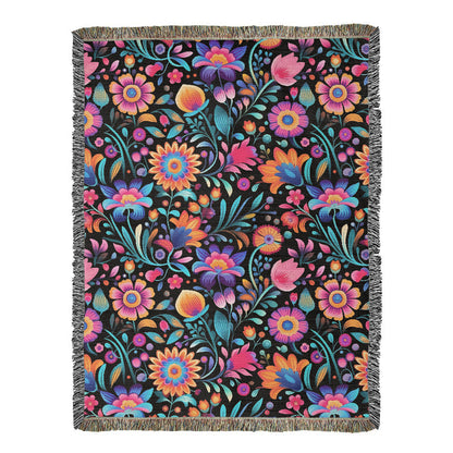 Mexican Floral Fiesta Pattern 057 - 60" x 80" Heirloom Woven Blanket