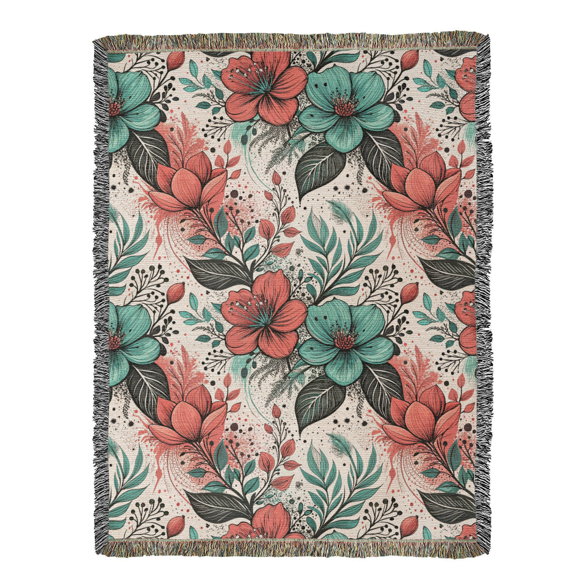 Oversized Floral Pattern 002 - 60" x 80" Heirloom Woven Blanket