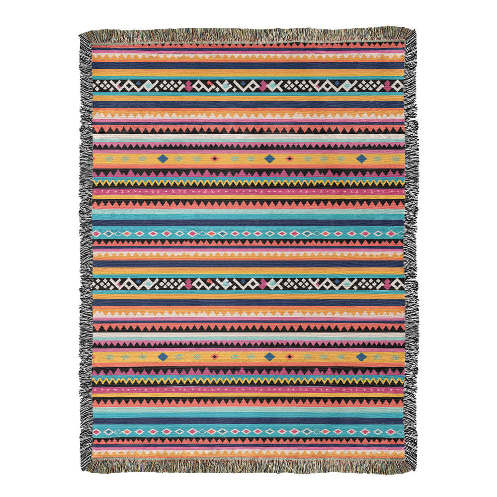 Mexican Textile Pattern 003 - 60" x 80" Heirloom Woven Blanket
