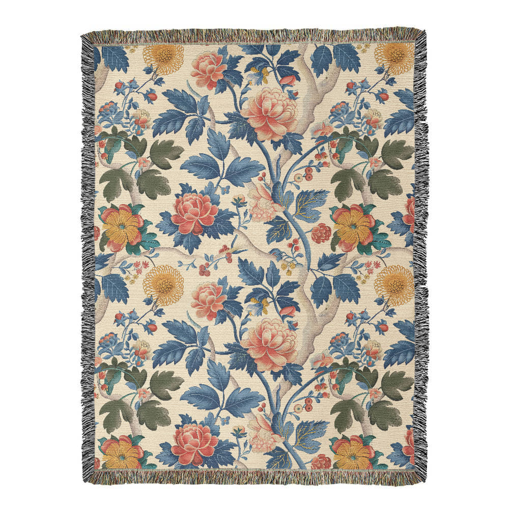 Chinoiserie Pattern 018 - 60" x 80" Heirloom Woven Blanket