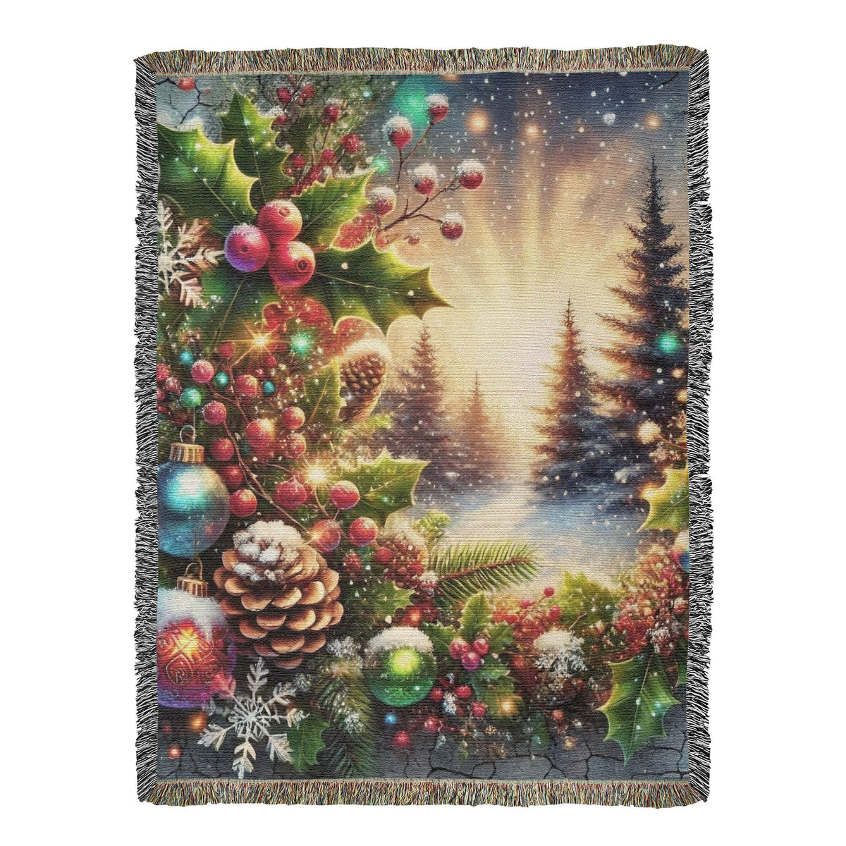 Festive Christmas Winter Scene 007 - 60" x 80" Heirloom Woven Blanket