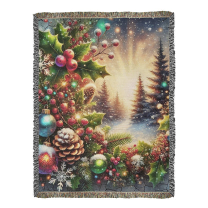 Festive Christmas Winter Scene 007 - 60" x 80" Heirloom Woven Blanket
