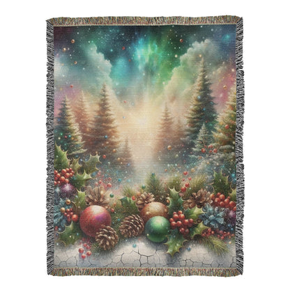 Festive Christmas Winter Scene 001 - 60" x 80" Heirloom Woven Blanket