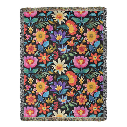 Mexican Floral Fiesta Pattern 036 - 60" x 80" Heirloom Woven Blanket