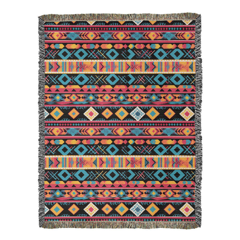 Mexican Textile Pattern 011 - 60" x 80" Heirloom Woven Blanket