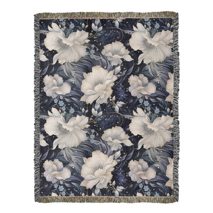 Nocturnal Bloom Pattern 007 - 60" x 80" Heirloom Woven Blanket