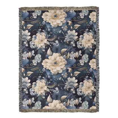 Nocturnal Bloom Pattern 001 - 60" x 80" Heirloom Woven Blanket