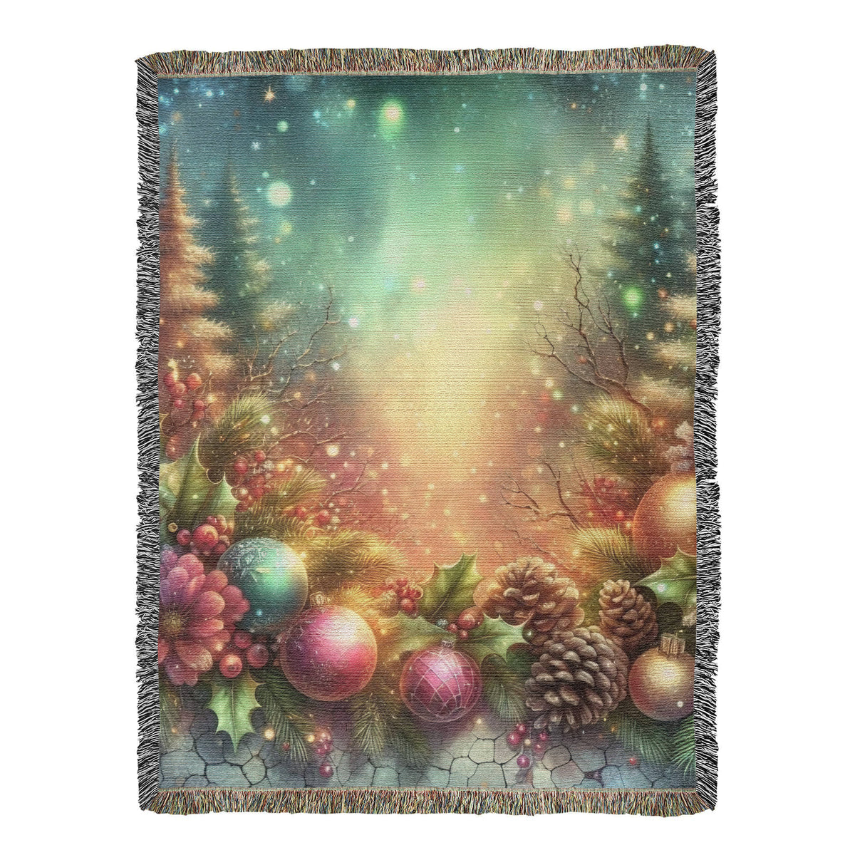 Festive Christmas Winter Scene 002 - 60" x 80" Heirloom Woven Blanket