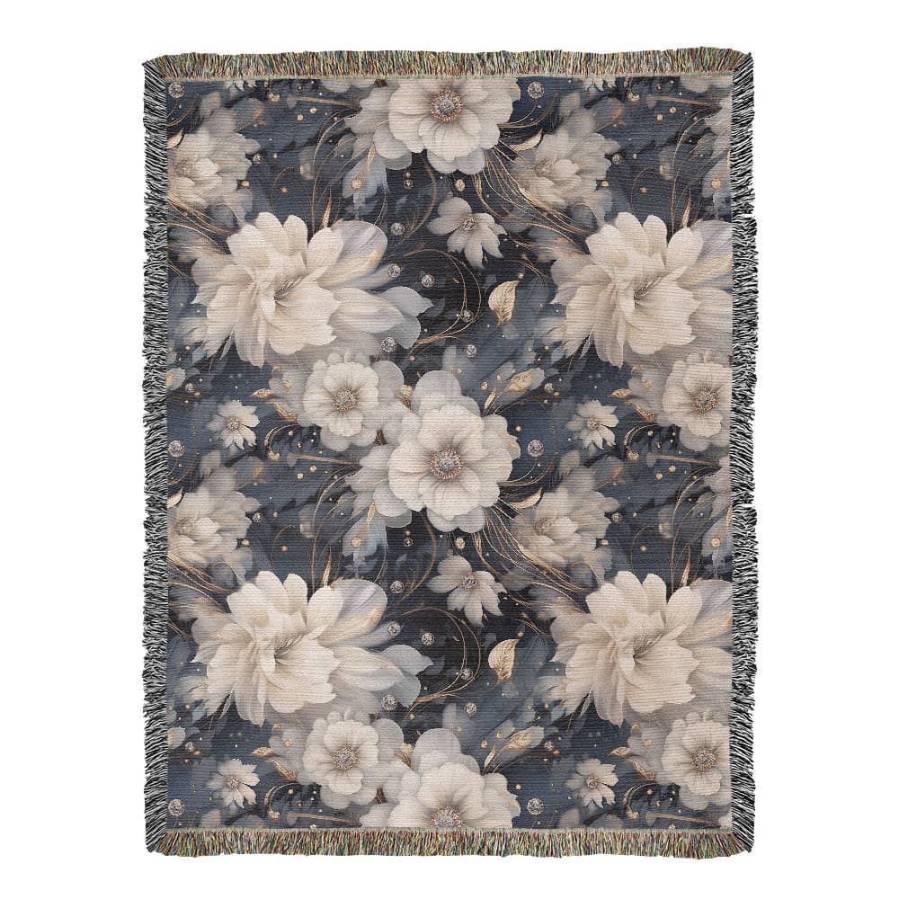Nocturnal Bloom Pattern 002 - 60" x 80" Heirloom Woven Blanket