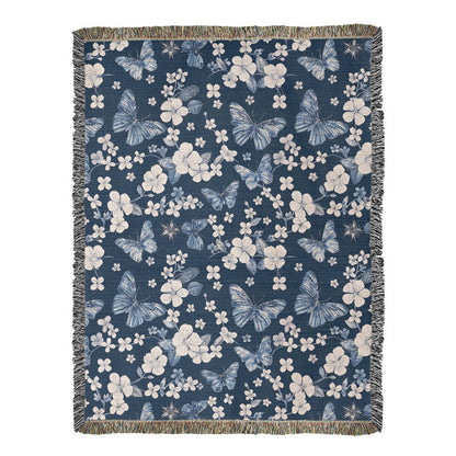 Butterflies And Flowers Pattern 022 - 60" x 80" Heirloom Woven Blanket
