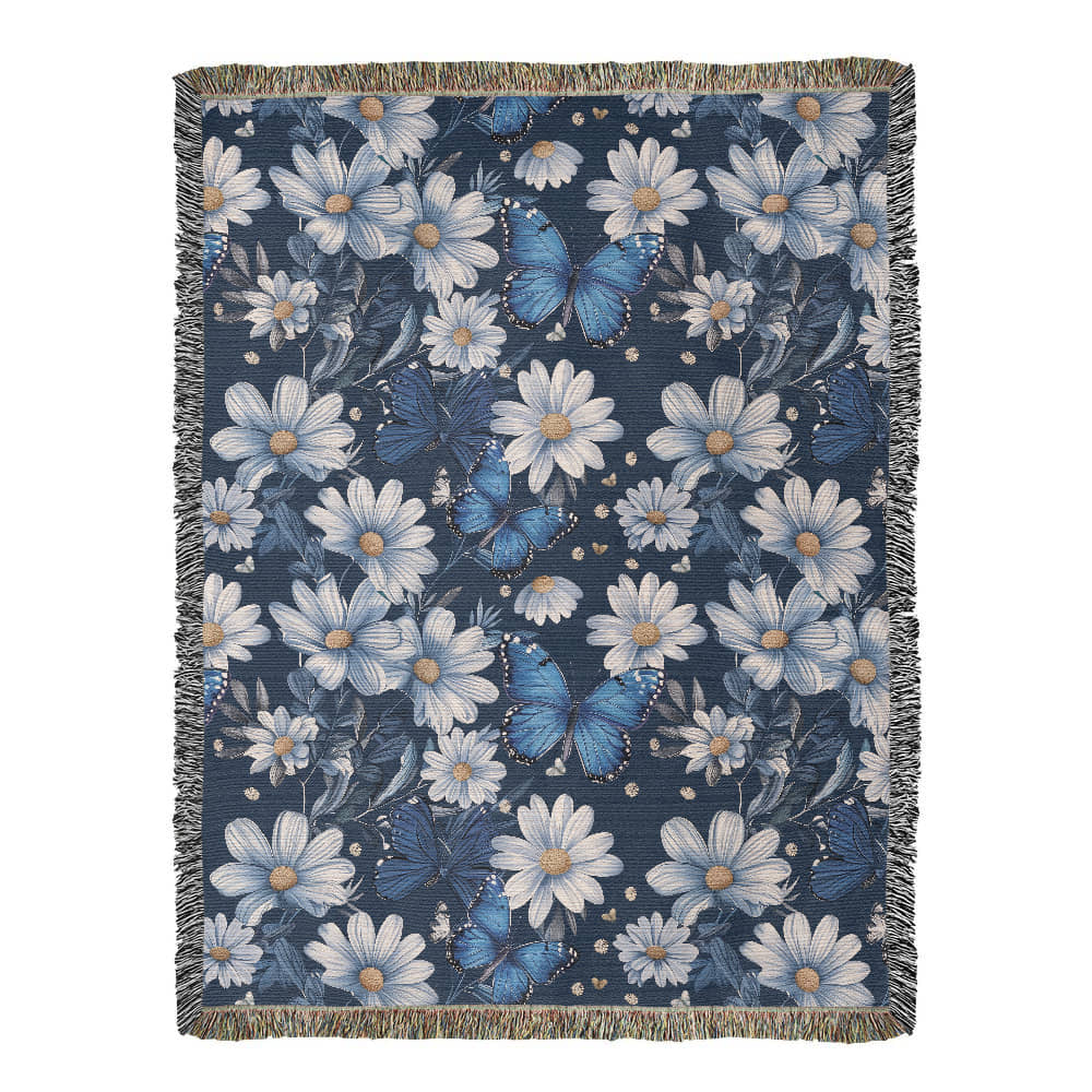 Butterflies And Flowers Pattern 001 - 60" x 80" Heirloom Woven Blanket