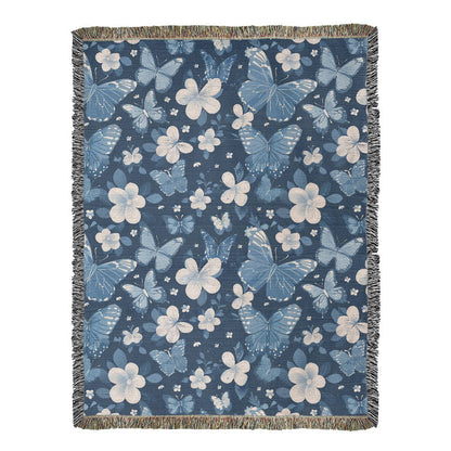 Butterflies And Flowers Pattern 024 - 60" x 80" Heirloom Woven Blanket