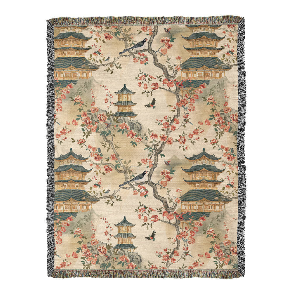 Chinoiserie Pattern 001 - 60" x 80" Heirloom Woven Blanket