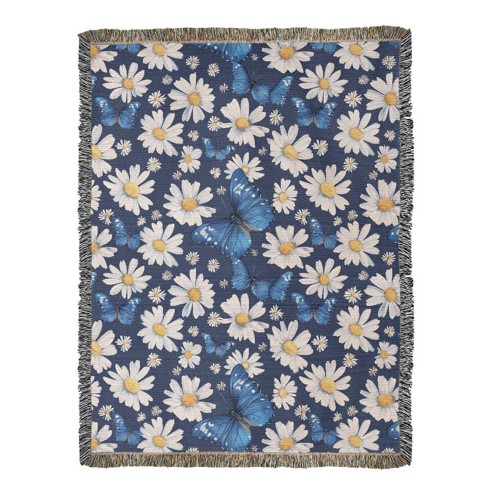 Butterflies And Flowers Pattern 002 - 60" x 80" Heirloom Woven Blanket
