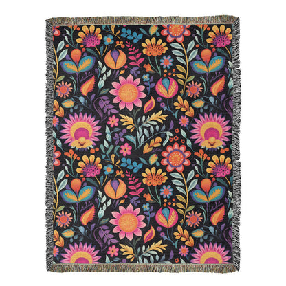 Mexican Floral Fiesta Pattern 058 - 60" x 80" Heirloom Woven Blanket