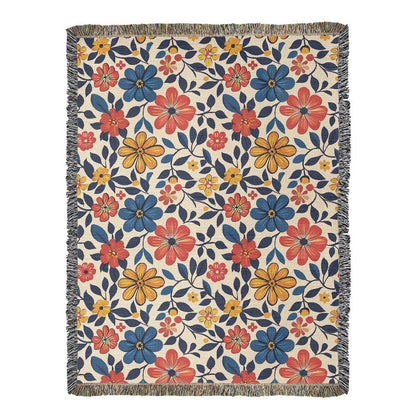 Mexican Floral Fiesta Pattern 042 - 60" x 80" Heirloom Woven Blanket