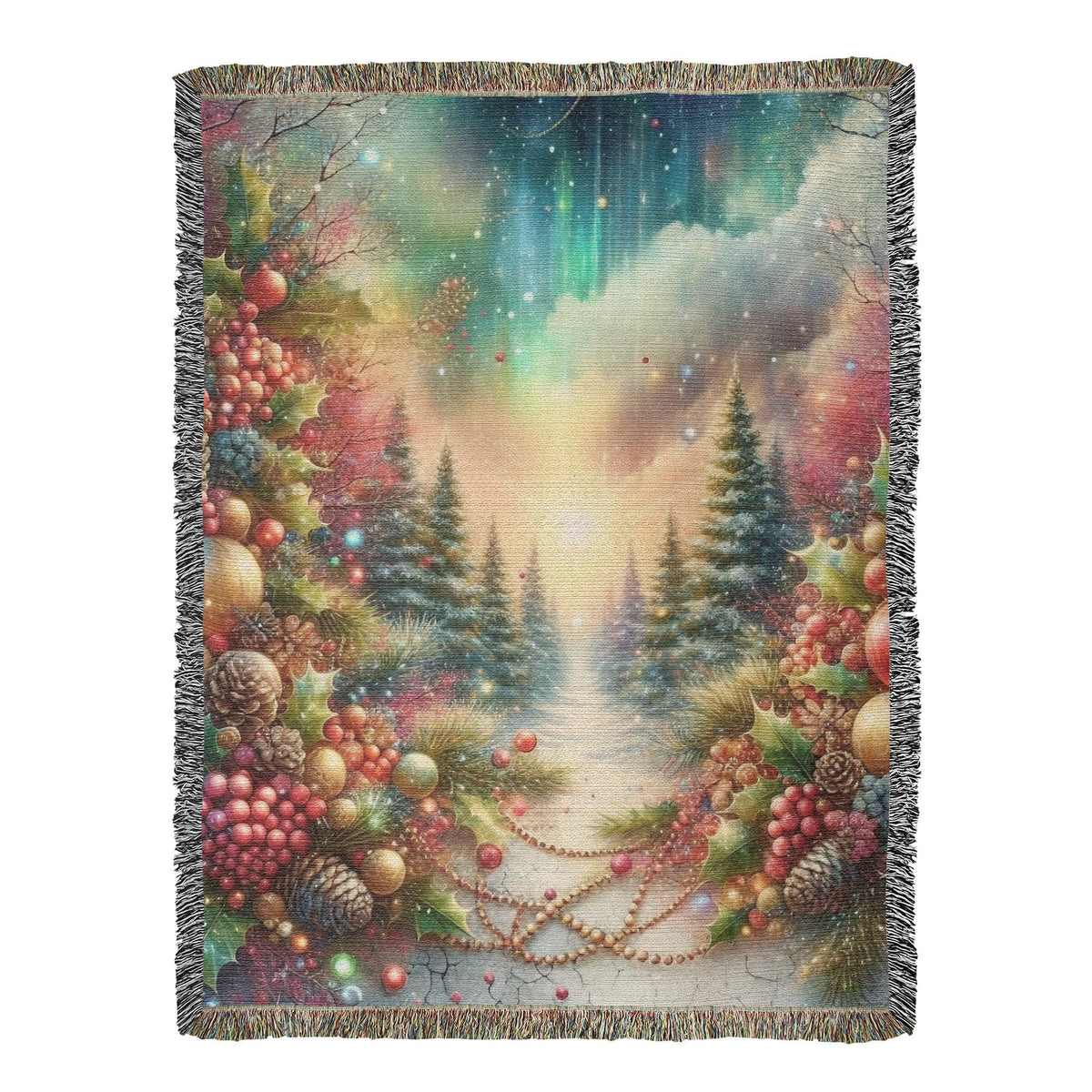 Festive Christmas Winter Scene 004 - 60" x 80" Heirloom Woven Blanket
