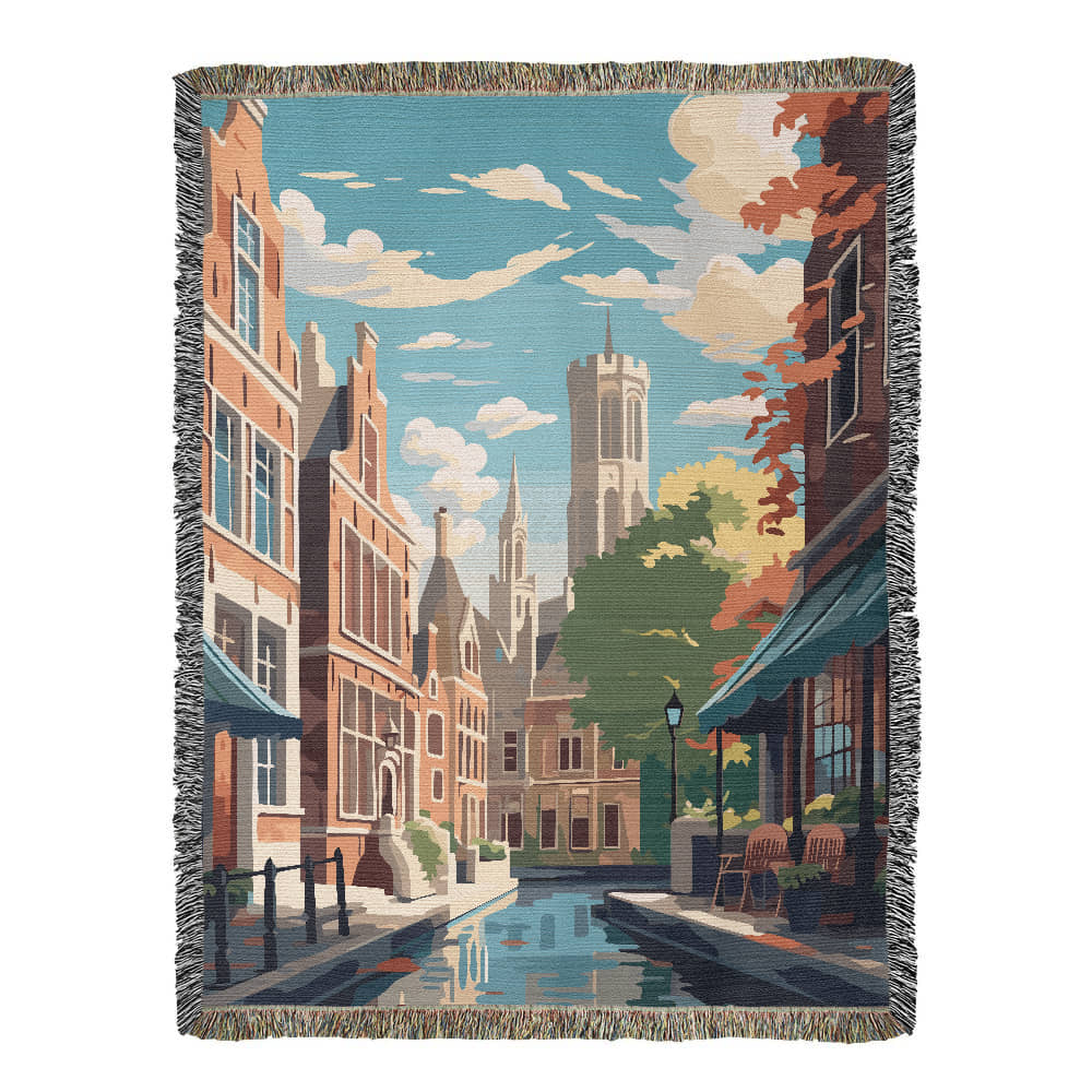 Famous Travel Destinations - Bruge, Belgium - 60" x 80" Heirloom Woven Blanket