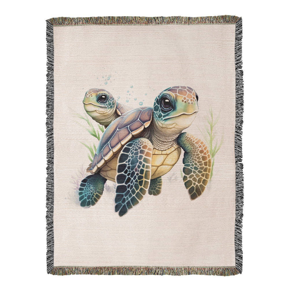 Cute Sea Turtle 010 - 60" x 80" Heirloom Woven Blanket