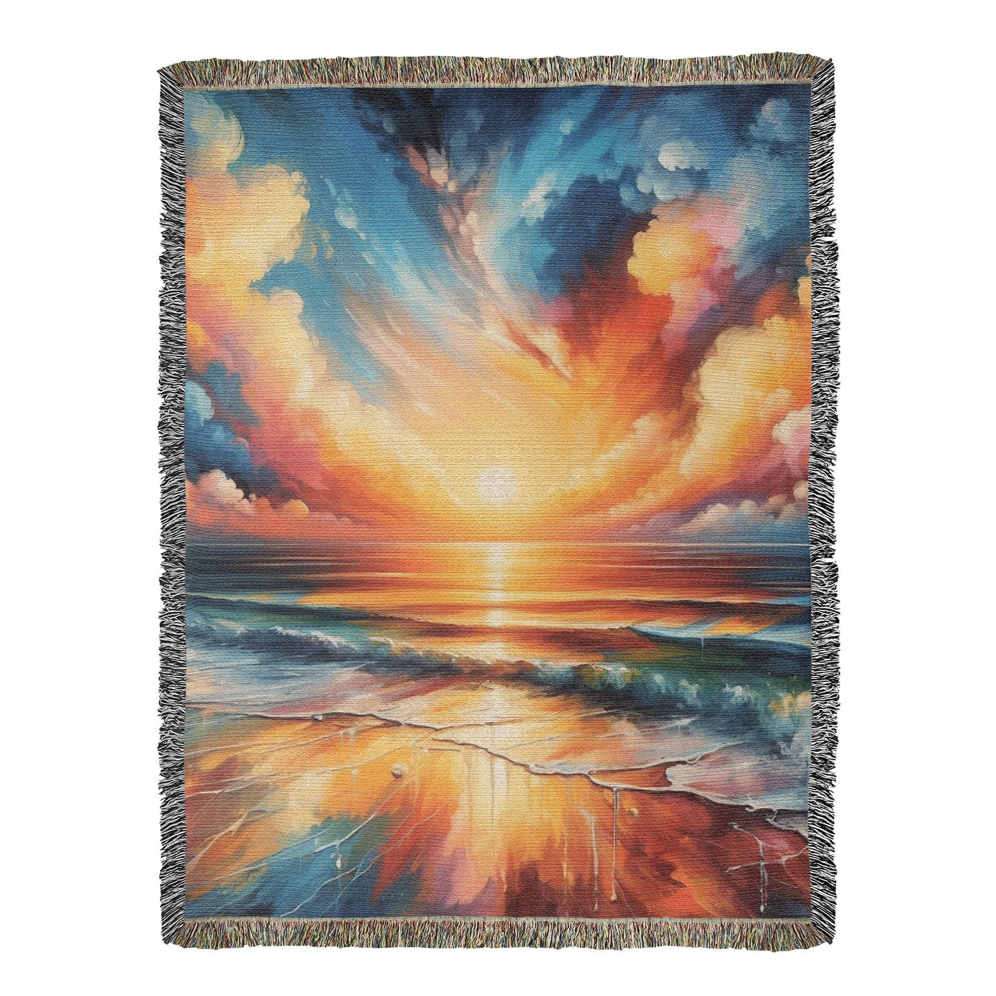 Colorful Sunset 10 - 60" x 80" Heirloom Woven Blanket