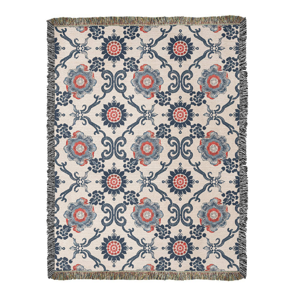 Chinoiserie Pattern 021 - 60" x 80" Heirloom Woven Blanket
