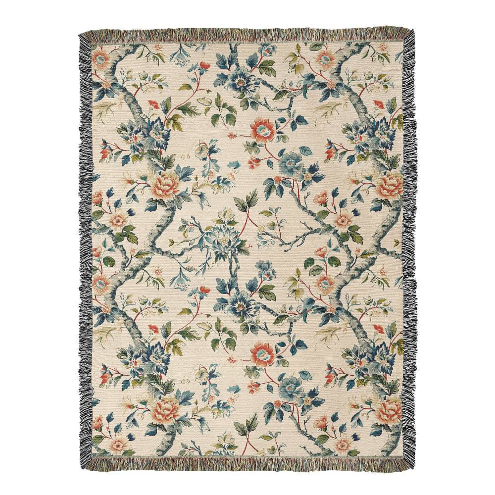 Chinoiserie Pattern 023 - 60" x 80" Heirloom Woven Blanket